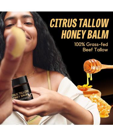 Advanced Citrus Tallow Honey for Skin Organic Grass-Fed Beef Tallow Balm with Raw Honey Skin and Face Moisturizer for Deep Hydration - 3.53 Oz - Buy Online on GoSupps.com