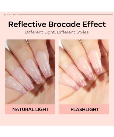 Modelones Nude Pink Glitter Gel Nail Polish Kit - 6 Colors | Soak off, Cat Eye Magnetic, DIY Manicure | Salon Quality Neutral Tones for Women - Buy Online on GoSupps.com