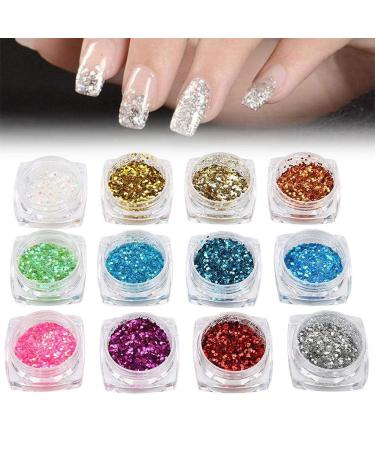 Nail Art Palette Nail Art Glitter Geometric Shape Decoration Manicure Palette Sticker DIY Kit Accessories 12 Boxes/Set