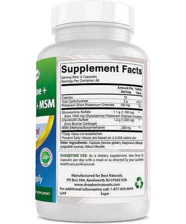 Best Naturals Glucosamine Chondroitin MSM (Non-GMO) 180 Count - Promotes Joint Health - Buy Online on GoSupps.com