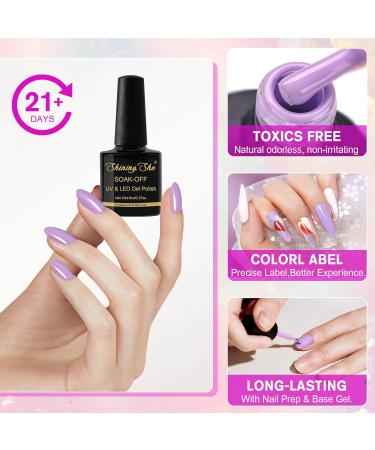 Shining She UV Nail Polish Set - 10 Colors Glitter Gel Violet Purple & Lavender Pastel - Soak-Off 8ml Perfect for Beginners & DIY Art Salon - Buy Online on GoSupps.com