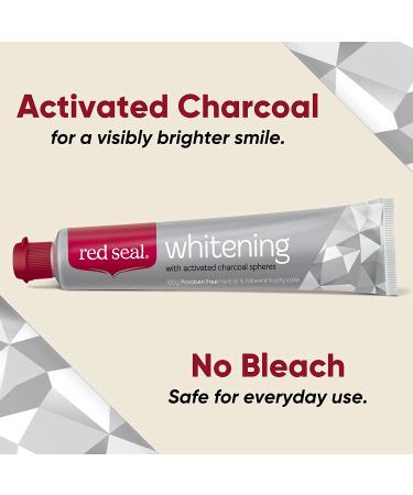 Red Seal Teeth Whitening Toothpaste with Baking Soda, Activated Charcoal, and Coconut Oil - Fluoride Free, Paraben Free Whitening for Visibly Brighter Smile - 1 Count - Buy Online on GoSupps.com