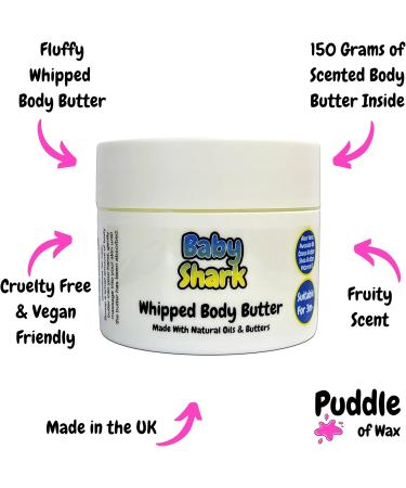 Baby Shark Whipped Body Butter - 150g - Natural Oils and Butters - Fruity Scent - Vegan Friendly - Puddle of Wax - Made in the UK - Buy Online on GoSupps.com