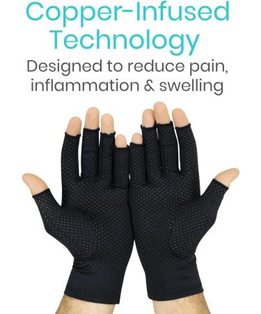 Copper Infused Fingerless Arthritis Gloves for Men & Women - Therapeutic Compression for Swelling, Carpal Tunnel, Tendonitis, Edema & Finger Pain - Non-Slip Comfort - Medium Size - Buy Online on GoSupps.com