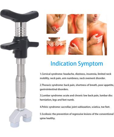 Chiropractic Adjustment Tool - 6 Head Manual Vertebral Massager for Scoliosis & Thorax Correction (Silver) - Buy Online on GoSupps.com