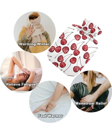 Naanle 2L Transparent Hot Water Bottle with Cover - Large Cherry Berries Design for Bed Hand and Feet Warmer | Pain Relief & Heat Therapy - Buy Online on GoSupps.com