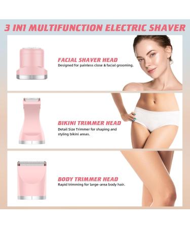 Buy Electric Shaver Razors for Women - 3 in 1 Waterproof Bikini Trimmer & Painless Facial Hair Removal - Smooth Wet & Dry Use - Hot Pink - Buy Online on GoSupps.com
