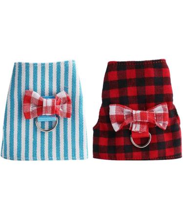 Pet Rabbit Traction Rope Pet Small Animal Bunny Hamsters Harness Chest Strap Red Grid + Blue Stripes 2 Pieces(XS) - Buy Online on GoSupps.com