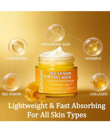 All In One Collagen Bee Venom Cream 2026 Natural Bee Venom Skin Treatment Cream - Infused with Organic Bee Venom Serum Hyaluronic Acid and Peptides | Intense Lifting Hydration & Wrinkle Care 1 - Buy Online on GoSupps.com