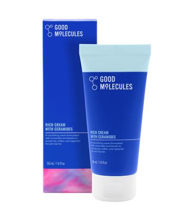 Good Molecules Rich Cream with Ceramides 50 ml / 1.6 oz Daily Facial Moisturizer for Dry Skin Redness Face Lotion with Betulin Soothe Plump Hydrate Moisturize Anti-aging Skin Care