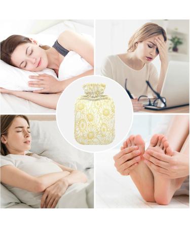 Sunflower Yellow Hot Water Bottle - 2L Fleece Cover for Warmth & Comfort | Ideal for Hot & Cold Compress | International Shipping Available - Buy Online on GoSupps.com