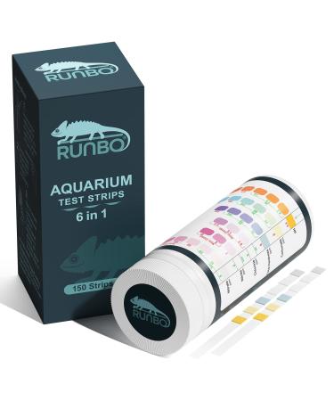 Runbo 6 in 1 aquarium test strip 150 pieces aquarium test set for fresh water fish pond precise testing of the overall hardness carbonate nitrate nitrite CL2 PH RB-6in1aqu