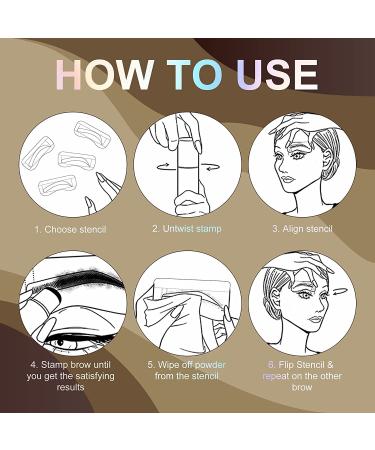 Dark Brown Eyebrow Stamp Stencil Kit - Long Lasting Waterproof Makeup with 10 Reusable Stencils - Buy Online on GoSupps.com