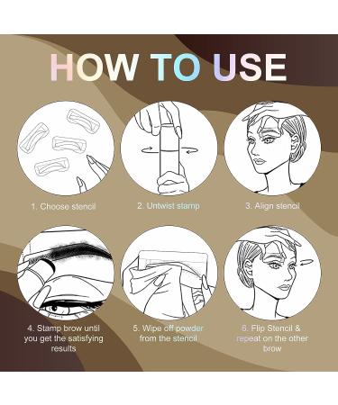 Professional Eyebrow Stamp Stencil Kit: Waterproof, Long Lasting, Dark Brown Eyebrow Powder with 10 Stencils and 2 Brushes - Buy Online on GoSupps.com