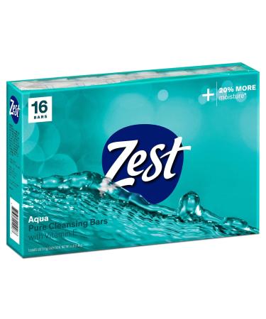 Zest Invigorating Aqua Bar Soap - 16 Bars - Refreshing Rich Lather Rinses Your Body Clean and Leaves You Feeling Moisturized with Vitamin E for Smooth  Hydrated Skin   16 Count (Pack of 1) Aquatic 16 Count (Pack of 1)