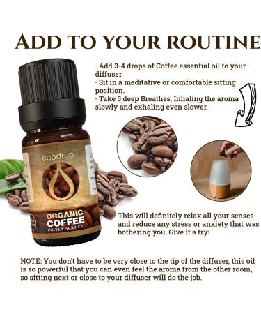 Ecodrop Pure Coffee Essential Oil - 10ml | 100% Natural Indian Coffea Arabica Oil for Aromatherapy & Massage | Organic Energy Boost & Skin Exfoliation - Buy Online on GoSupps.com