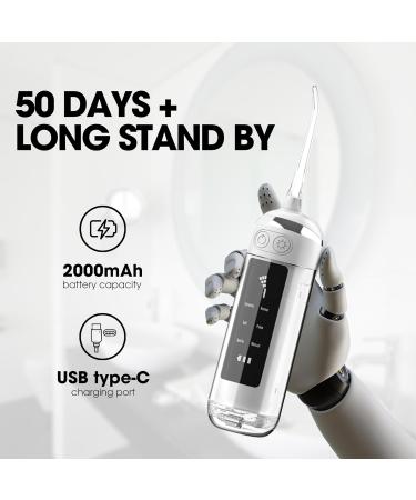 Portable Water Flosser - Rechargeable Oral Irrigator with 6 Modes & 4 Nozzles - Ideal for Gums Teeth Braces - Effective Plaque Remover (White - Buy Online on GoSupps.com