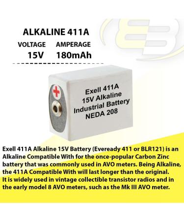 Buy Exell 411A Alkaline 15V Battery - Replaces NEDA 208 10F20 BLR121 & More | International Shipping Available - Buy Online on GoSupps.com