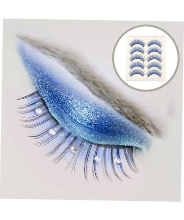 POPETPOP 5 Pairs Fake Lashes Natural False Eyelashes Rhinestone Eyelashes Diamond Lashes Blue Lashes Reusable Black Eyelashes Lashes with Color Fiber With Diamond Rhinestones - Buy Online on GoSupps.com
