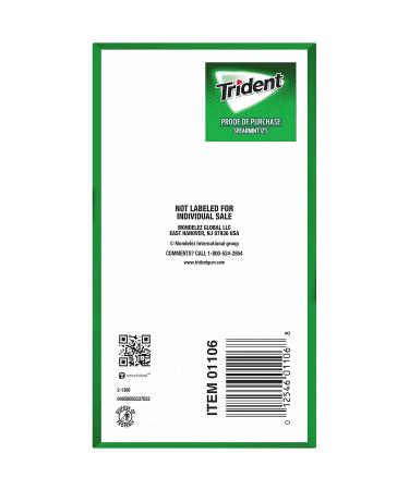 Trident Spearmint Sugar Free Gum 168 Pieces - 12 Packs, 14 Pieces Each - Buy Online on GoSupps.com