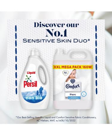 Comfort Pure Fabric Conditioner XXL Mega Pack Fabric Softener Washing Liquid Hypoallergenic and Dermatologically Tested Suitable for Sensitive Skin 2 Packs of 160 Washes 5L - Buy Online on GoSupps.com