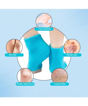 Moisturizing Heel Socks 2 Pairs Gel Lined Fuzzy Toeless Spa Socks Skin Softening Footcare Treatment Socks for Cracked Heels Dry feet Foot calluses Sock (SFDFN001) - Buy Online on GoSupps.com