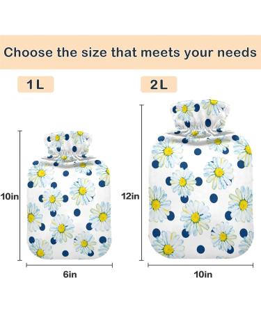 Naanle 2L Hot Water Bottle with Polka Dots & Daisy Cover - Large Hot Water Bottle for Menstrual Cramps Pain Relief Hand & Foot Heat Therapy - Buy Online on GoSupps.com