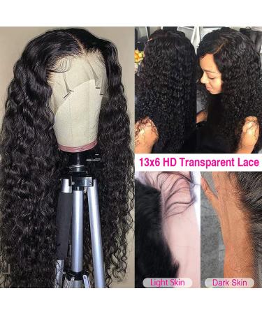CHEETAHBEAUTY 30 Inch Deep Wave 13x6 HD Lace Front Wig | Brazilian 10A Grade Curly Human Hair Wig for Black Women - Pre Plucked with Baby Hair | 180% Density Natural Black - Buy Online on GoSupps.com