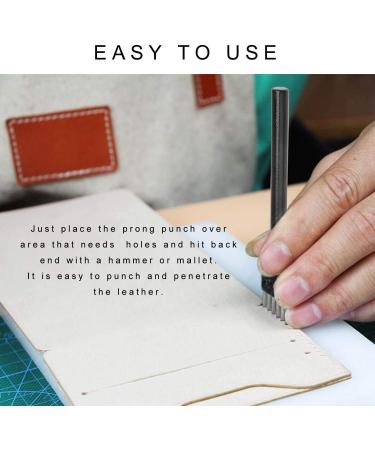 3pcs 5mm Prong Punch Tool Set for Leather Craft - Circular Cut Lacing Stitching Chisel DIY Kit - Buy Online on GoSupps.com
