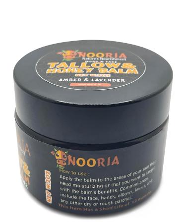 NOORIA: Handmade Tallow Honey Balm (/Herb-Infused) - Grass-Fed Tallow & Raw Honey for Deep Hydration & Skin Health - All Skin Types Body & Face - Amber & Lavender - 2 oz (2 oz Amber and Lavender) Amber and Lavender 1 Ounc  - Buy Online on GoSupps.com