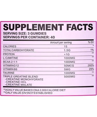 OLACLUK Monohydrate Gummies for Women Prework Supplement with Collagen & L-Taurine Sugar-Free with 5000 mg Creatine Monohydrate Supports Muscle Growth Non-GMO - Buy Online on GoSupps.com