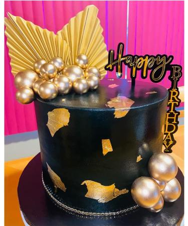 23-Piece Gold Palm Leaves Birthday Cake Topper Set for Party Decoration - Buy Online on GoSupps.com