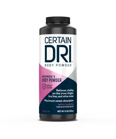 Certain Dri Body Powder for Women, Maximum Sweat Absorption & Moisture Control, 8 Ounces, 1 Pack