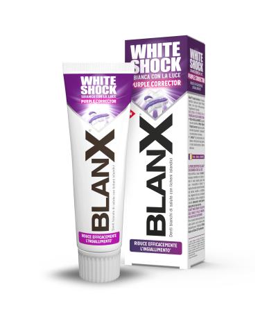 BLANX BlanX White Shock Purple Corrector Dual Color Toothpaste Effectively reduces yellowing with Actilux technology and color correction gentle on enamel and gums 75 ml