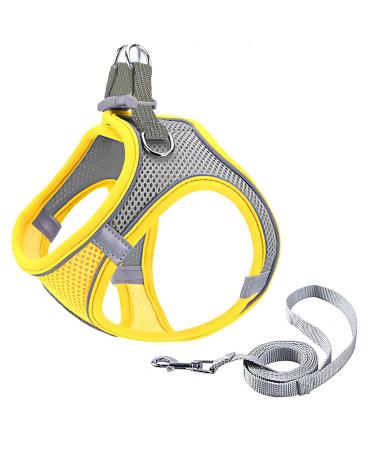 Giapinst dog harness Small dogs no pull dog harness adjustable pet safety dishes with breathable mesh and reflective stripes for medium-sized dogs (XS yellow and gray) XS (breast: 12.6-14 ") Yellow and gray
