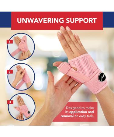 Doctor Developed Thumb Brace for Arthritis / Thumb Splint / Trigger Thumb Brace - Medical Device & Handbook- Thumb Spica Splint - Thumb Brace for Right Hand / Thumb Brace for Left Hand (Pink Single) Thumb Brace - Pink 1 Count (Pack of 1) - Buy Online on GoSupps.com