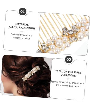 Angoily Alloy Rhinestone Hair Comb Gold Wedding Hair Accessories Bridal Hair Accessories for Women Gold Hair Barrettes Crystal Hair Accessories Tiara Rhinestones Hairpin Bride Pearl - Buy Online on GoSupps.com