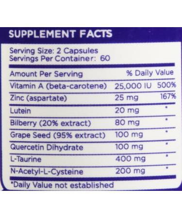 Zenesis Labs Lutein Vision Support - Essential Eye Vitamin - with Bilberry Beta-Carotene Zinc Grapeseed & Other Minerals - 120 Capsules - 60 Day Supply - Buy Online on GoSupps.com