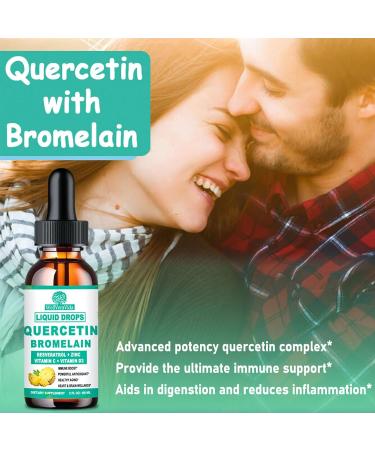 Quercetin with Bromelain Liquid Drops, 4X Stronger Than Capsules & Pills, 7-in-1 Organic Zinc Quercetin 1000mg with Bromelain 500mg Vitamin C D3 Immune Support for Respiratory Health & Antioxidant Pineapple 2 Fl/Oz (Pack of  - Buy Online on GoSupps.com