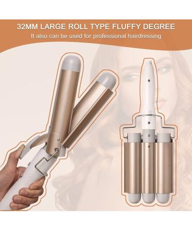 AWHOAS 3 Barrel Curling Iron - 32MM Hair Waver for Women, Beach Waves Crimper with LCD Temp Display - Gold - Buy Online on GoSupps.com
