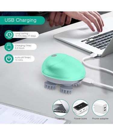 ORIA Wireless Electrical Head & Pet Massage Device - Scalp & Full Body Relaxation USB Charging 5 Modes 4 Heads IPX6 Waterproof - Green - Buy Online on GoSupps.com