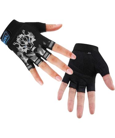 Accmor Kids Black Half Finger Cycling & Fishing Gloves - Full Finger Sport Gloves for Children - Ideal for Camping, Fishing, Parkour & Outdoor Sports - Buy Online on GoSupps.com
