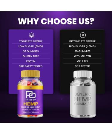 Players Only Hemp Gummies - with Hemp Seed Extract PlayersOnly Hemp Gummies Tinnitus Herbal Supplement Health and Wellness Support All Natural Players Only Gummy (1 Pack - 60 Gummies) - Buy Online on GoSupps.com