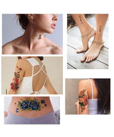 Quichic Realistic Large Flower Temporary Tattoos - 60+ Designs for Women and Girls - Sexy Floral Blossom Branch Neck and Hand Fake Tattoos - Long Lasting Adult Temporary Tattoo - Buy Online on GoSupps.com