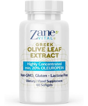 Zane Greek Olive Leaf Extract - 20% Oleuropein for Immune Support & Healthy Blood Pressure - Natural Cardiovascular Health - Buy Online on GoSupps.com