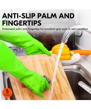 Vgo 5-Pairs Reusable Long Sleeve Latex Household Gloves | Size L Green | For Dishwashing, Cleaning, Gardening, Pet Care - Buy Online on GoSupps.com
