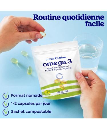Arctic Blue Om ga 3 DHA V g tal 60 Capsules 250 mg de DHA par Capsule Huile d Algues Norv giennes Durable Vegan Sans Go t Haute Puret Cerveau Vision & C ur - Buy Online on GoSupps.com