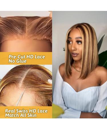 Buy Short Bob Glueless Human Hair Wigs - Pre-Cut Lace Natural Hairline Beginner-Friendly 180% Density 12 Inches Perfect for Women - International Shipping Available - Buy Online on GoSupps.com