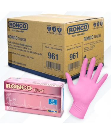 Pink Nitrile Disposable Gloves By Ronco Premium Quality Powder Free Textured Salon Food Grade 4 MIL 1000 Gloves/10 Packs Small Size