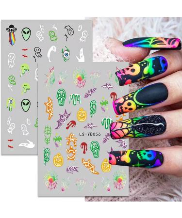 Halloween Nail Art Stickers Glow in The Dark Luminous Halloween Nail Decals DIY Nail Art Supplies for Halloween Days Luxury Pegatinas para U as Women Girls DIY Nail Decorations - Buy Online on GoSupps.com